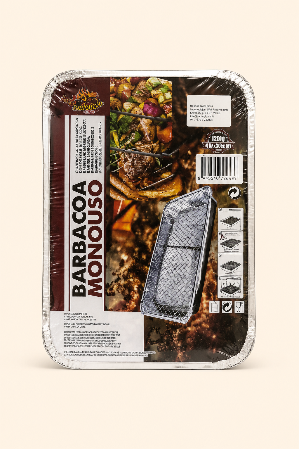 Vienkartinė kepsninė Barbacoa Monouso 46x30cm