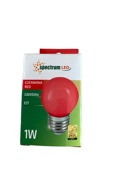 LED lemputė G45 E-27 1W raudona