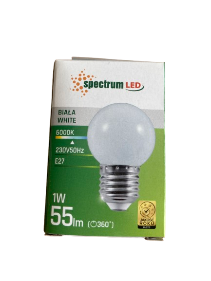 LED lemputė E27 1W balta