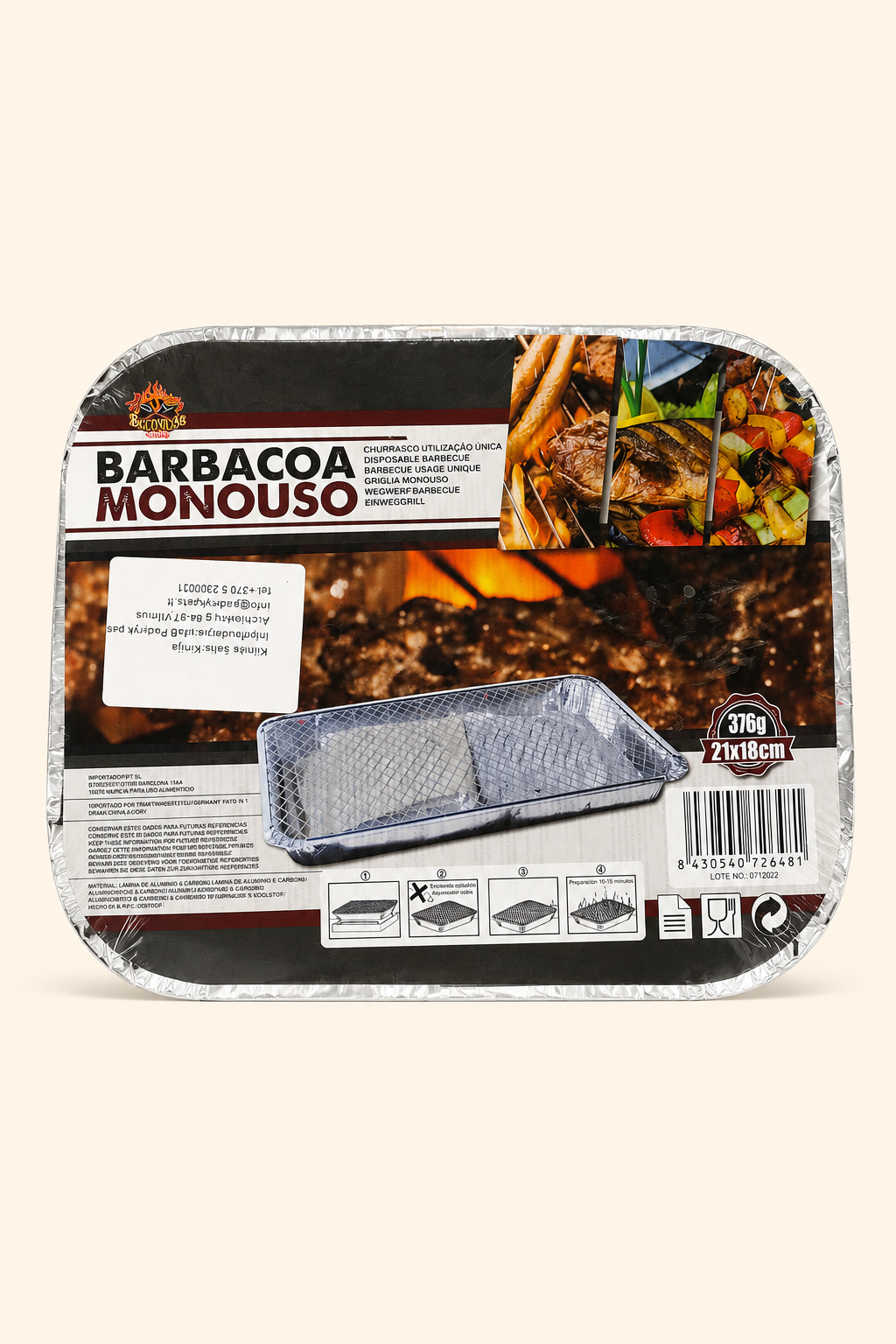 Vienkartinė kepsninė Barbacoa Monouso 21x18cm