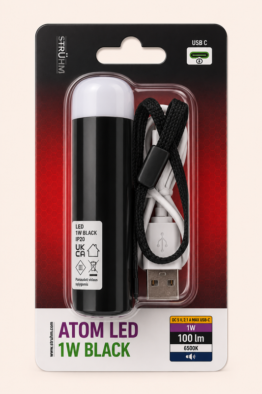 Žibintuvėlis STRÜHM LED 1W 04501 juodas