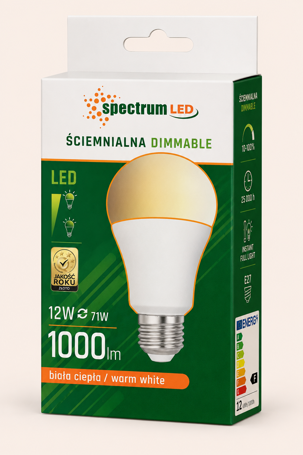 LED lemputė A60 E27 12W šiltai balta