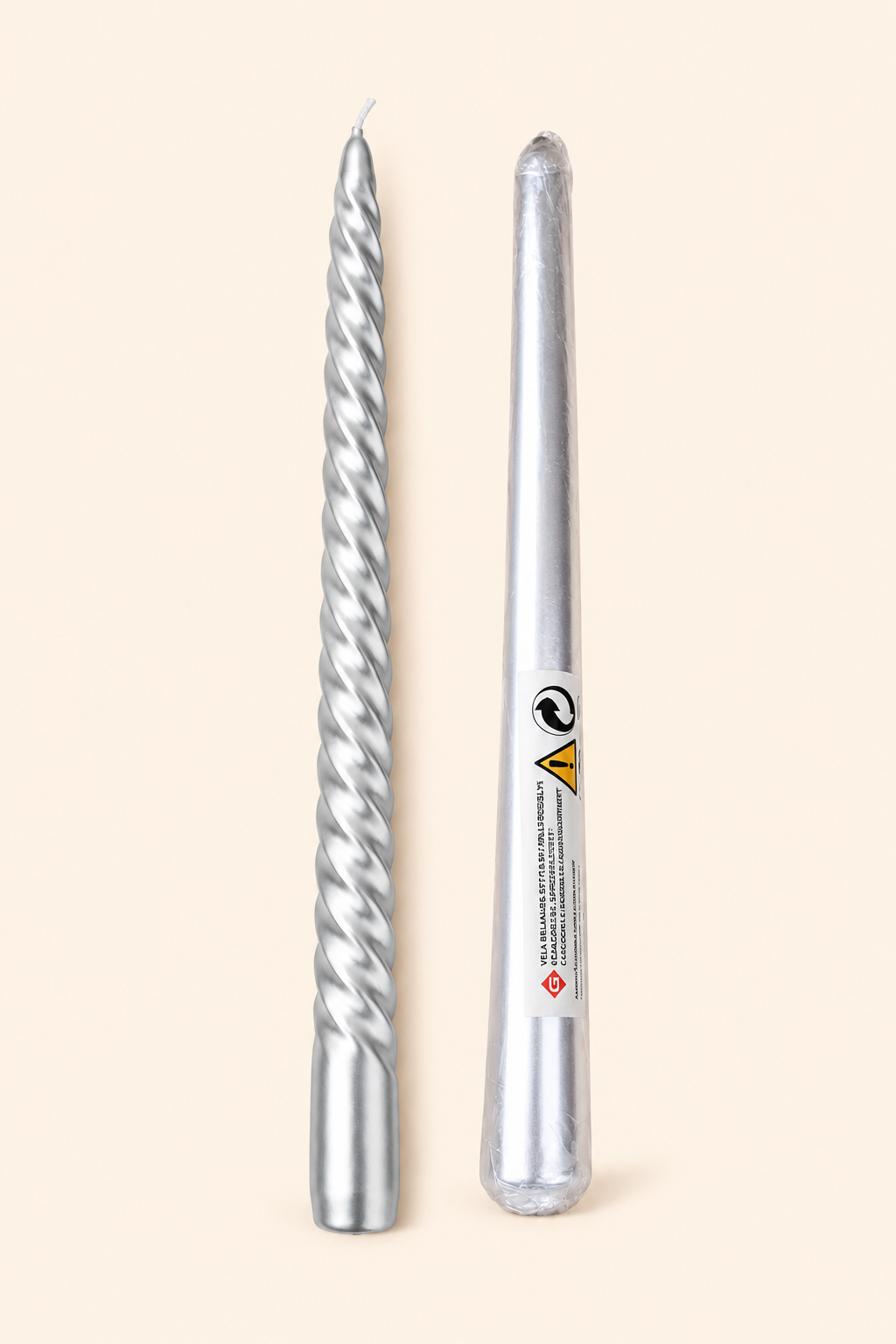 Žvakė 30cm sidabro spalvos