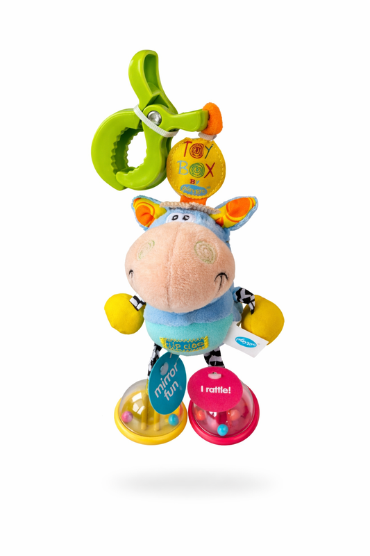 Playgro Toy Box pakabinamas žaislas-barškutis su segtuku