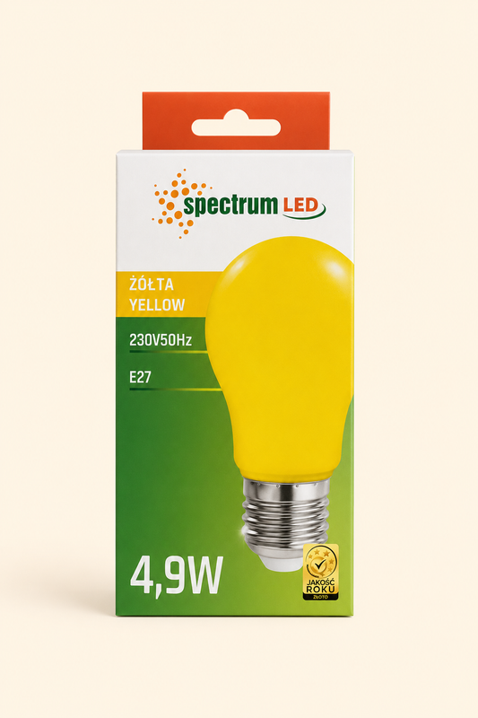 LED lemputė E27 4,9W geltona