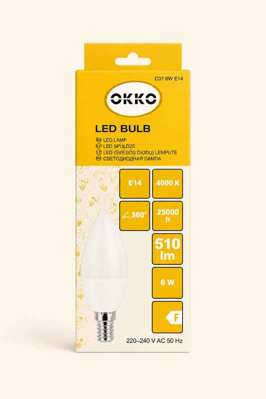 LED lemputė OKKO E14 6W