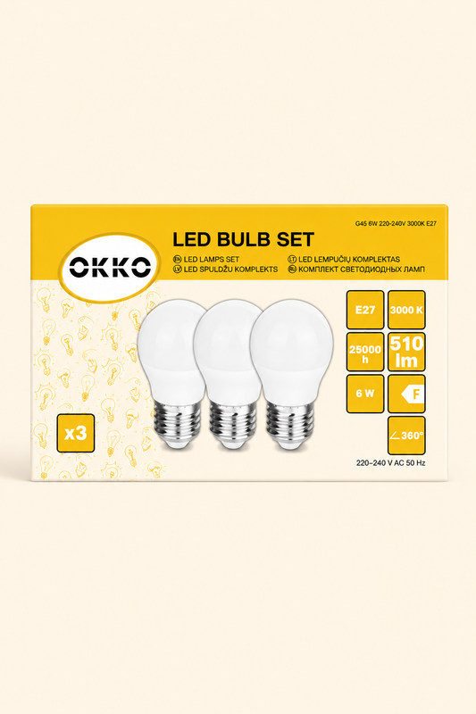 LED lemputė OKKO E27 6W 3 vnt.
