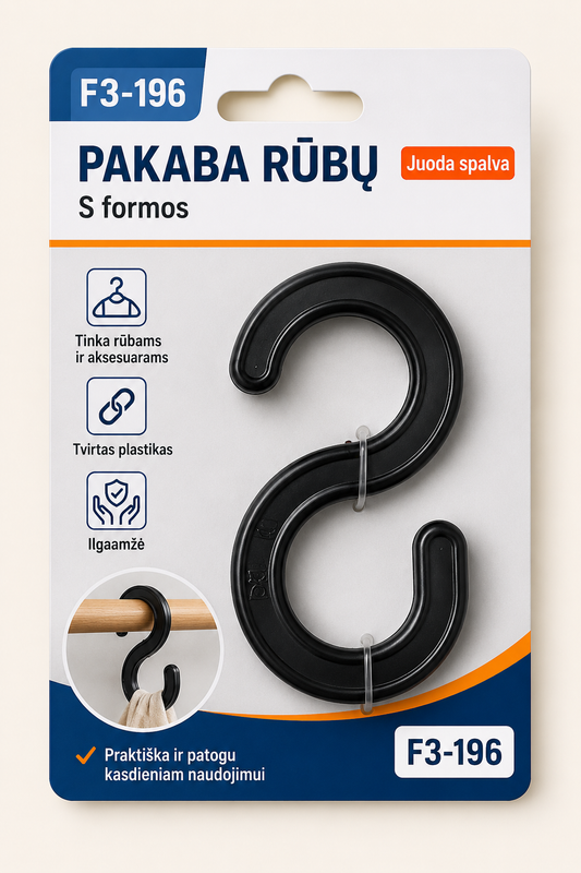 Pakaba rūbų F3-196 juodos spalvos